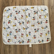Vintage Disney Baby Mickey Minnie Pluto Donald Daisy Crib Quilt Blanket 42"x34"