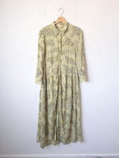 Hush Lianne Yellow Spot Polkadot Print Long Sleeve Midi Shirt Dress Size 8