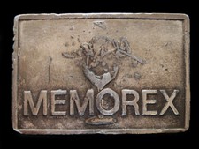 NF13131 COOL VINTAGE 1976 MEMOREX MUSIC COMPANY PEWTER BELT BUCKLE