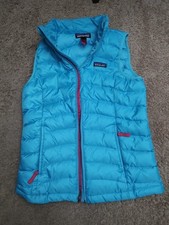 Patagonia Puffer Vest Down Filled Girls L 12 Blue Quilted Jacket Winter Teal
