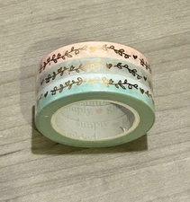 NEW Simply Gilded Blue Ombre Wreath & Hearts 7.5 mm washi tape set of 3 rolls
