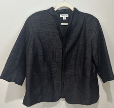 Coldwater Creek Black 100 Silk Embroidered Open Front Jacket Petite Large