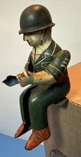Vintage Tin Litho Gunner / driver WWII jeep sergeant anti-Aircraft Toy