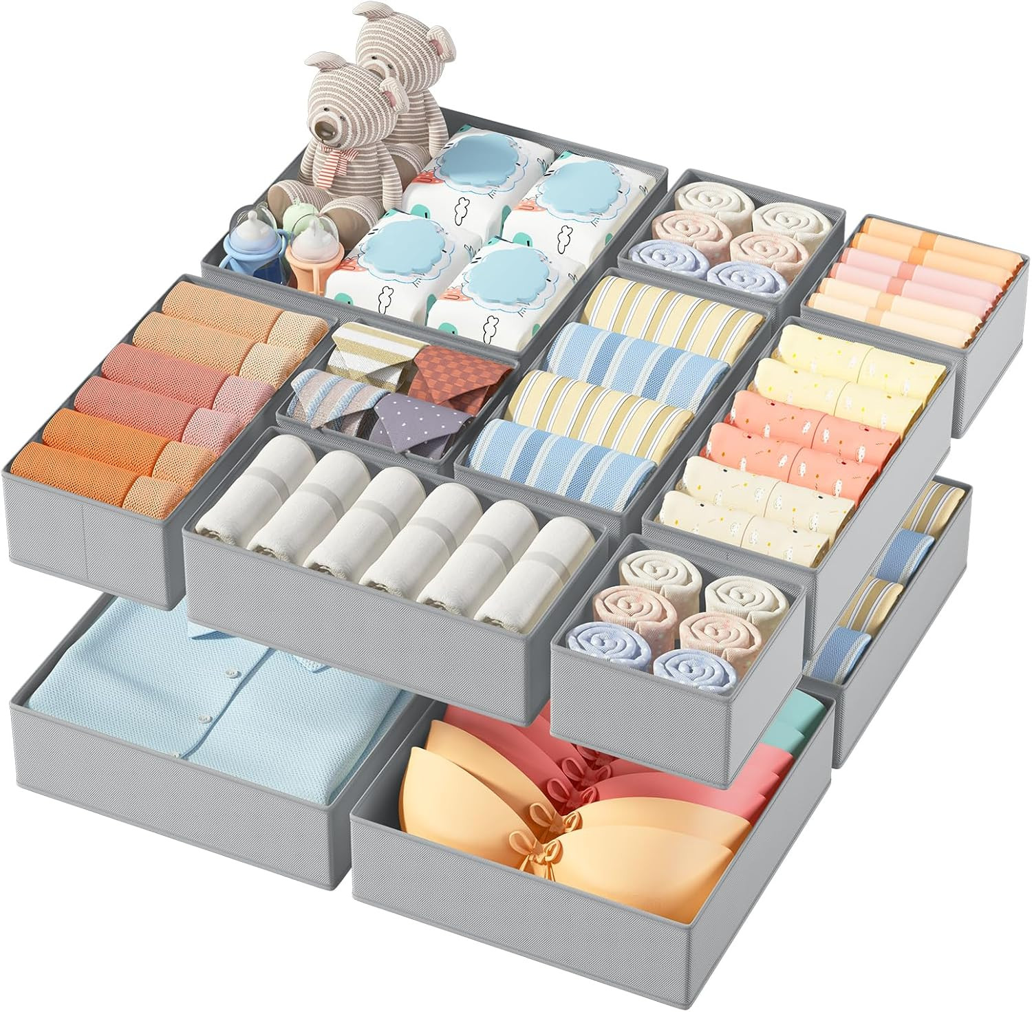 Set 12 Divisori Cassetti Pieghevoli: Organizzazione Biancheria Premium