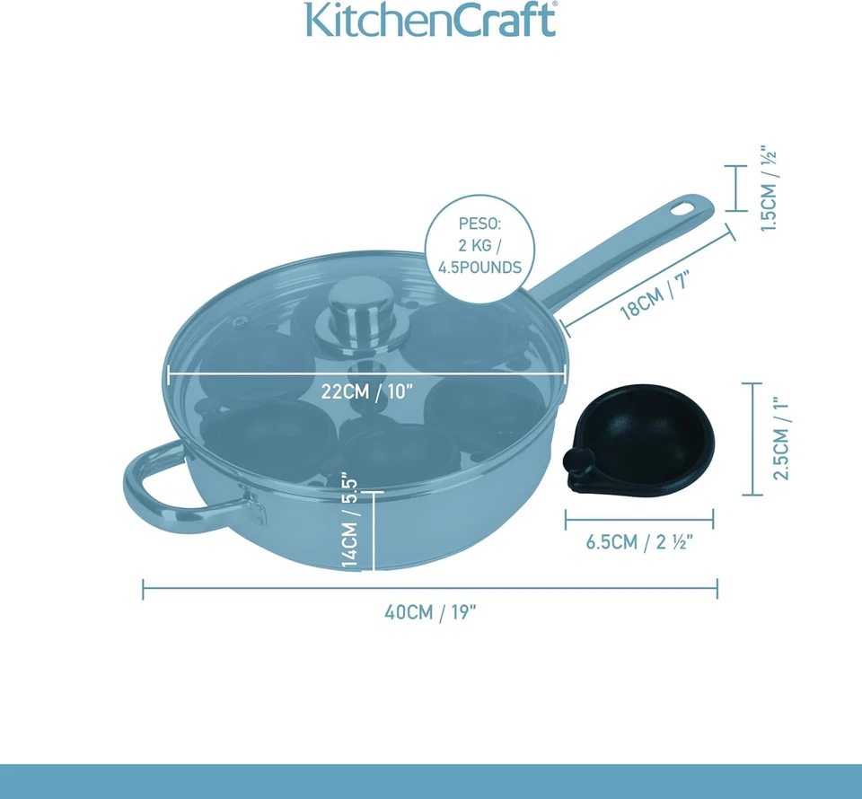 Padella per Uova Alla Coque Con Rivestimento Antiaderente, Sicura per Induzione, - Immagine 3 di 4