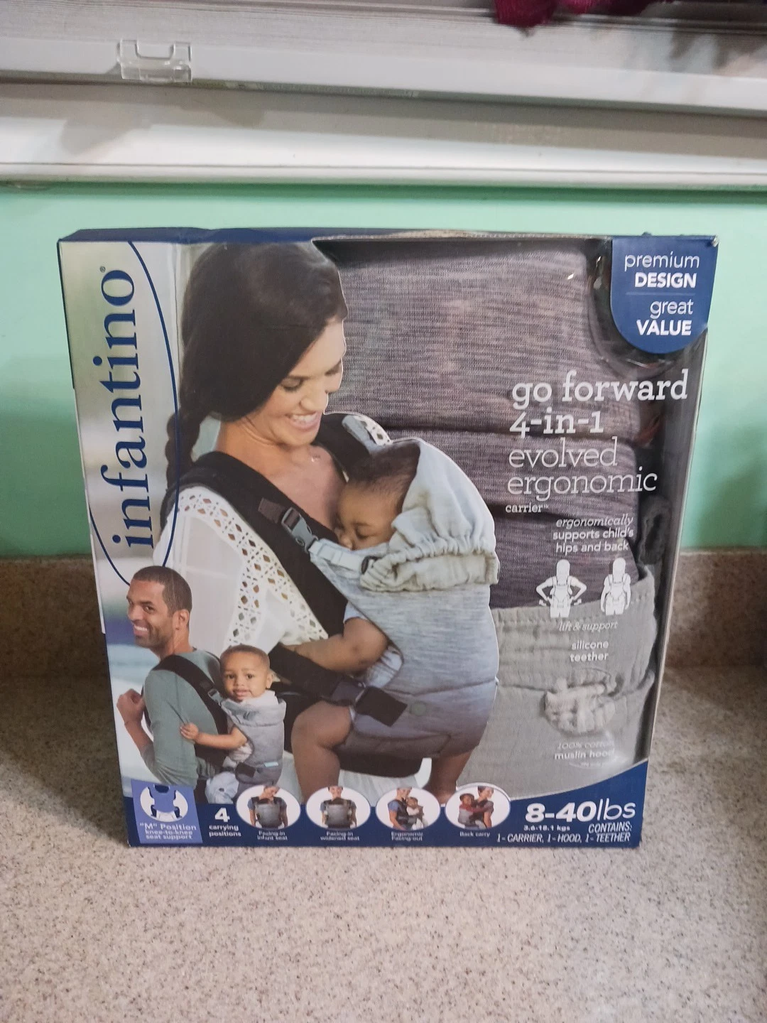 Infantino Go Forward 4-in-1 Evolved Ergonomic Carrier Gray 8-40lbs NEW
