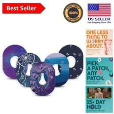Stylish Waterproof CGM Adhesive Patches for Dexcom G7 - 5 Pack Variety