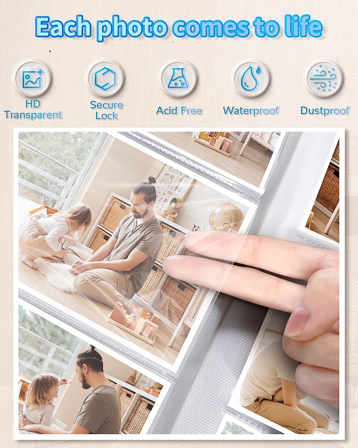 Artfeel Photo Album 4x6 with 300 Pockets,Slip-in Picture Albums,Linen Cover