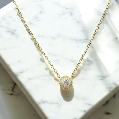 NEU! LUSSO 925 vergoldete Sterling Silber Kristall Halskette - Handmade in Italy