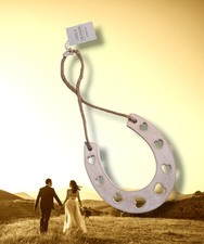 20 White Wash Wooden Horseshoe Hearts, Gisela Graham, Wedding Present, Hanging