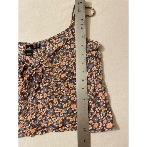 Volcom Womens Size Medium Floral Cami Crop Top Tie Front Spaghetti Strap - Picture 5 of 5