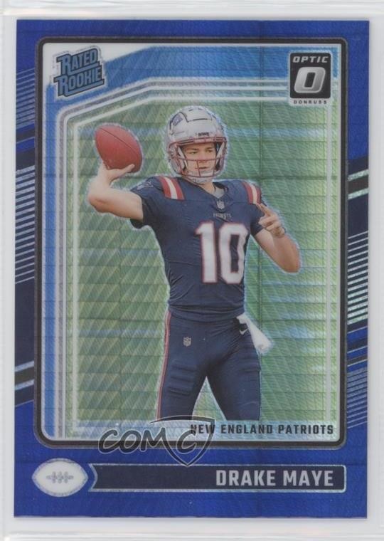 2024 Panini Donruss Optic Rated Blue Hyper Prizm Drake Maye #229 Rookie RC