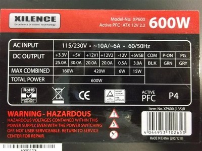Xilence Gaming Series 600W (XP600 2.2) ATX Netzteil 600 Watt   #333309