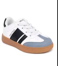 Nautica Boy's Toddler Lace Up Scott Court Sneakers White Grey Size 8
