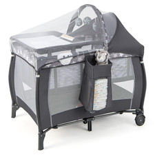 4 in 1 Pack and Play, Portable Baby Playard with Bassinet, Adjustable Canopy, Ch