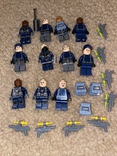 Lot of 11 Lego Jurassic World Park ACU Trooper Guard Minifigures Weapons