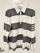 Thom Browne Grey and White Polo Shirt