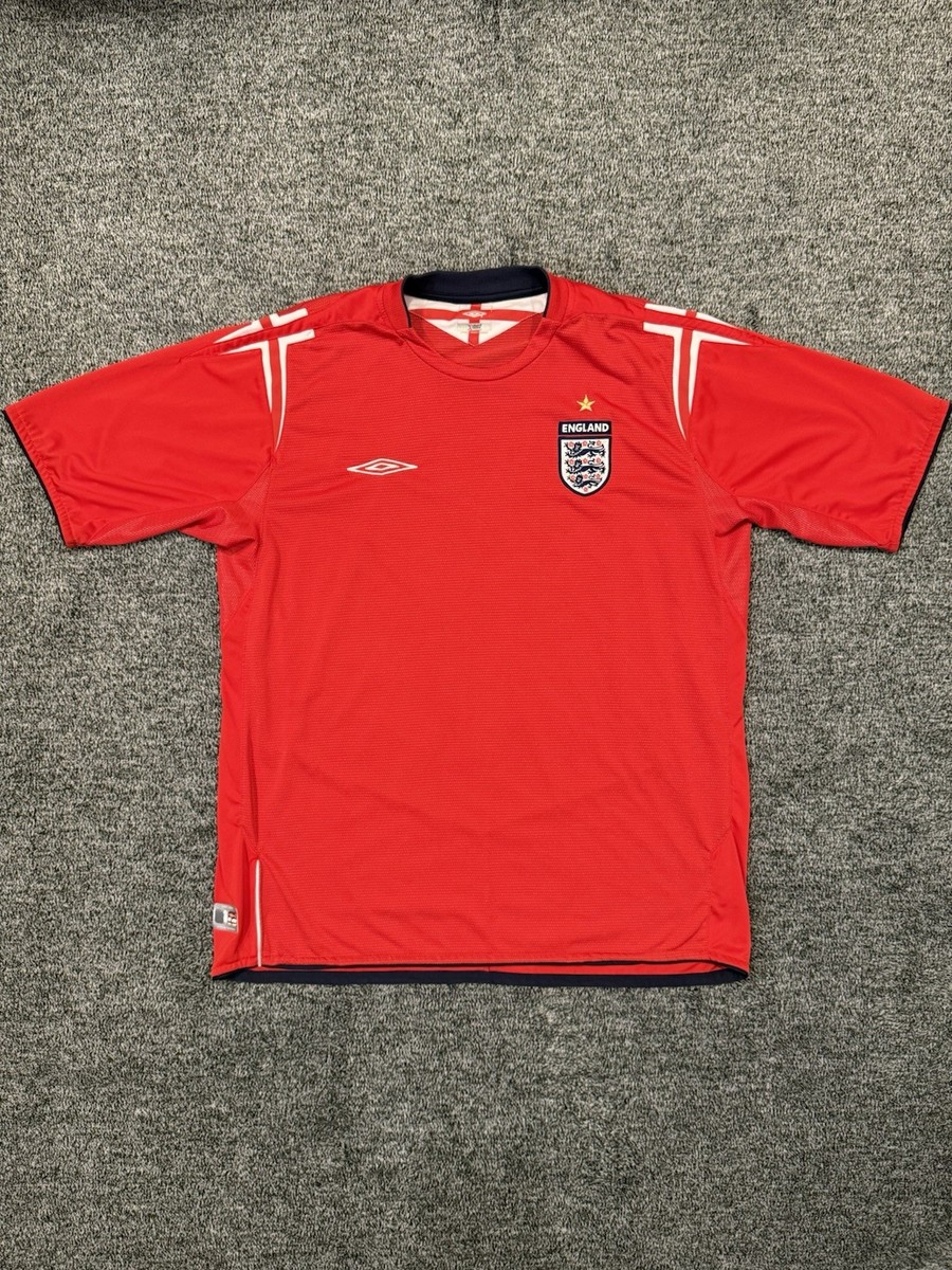 VTG Umbro England 2004-2006 Away Red Soccer Jersey Football Shirt
