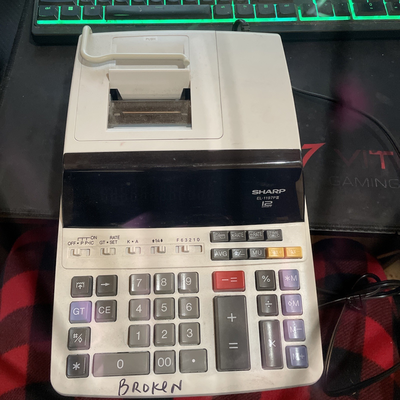 SHARP Calculator Adding Machine EL-1197PIII 12 Digit  Electronic-image