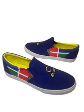 POLO RALPH LAUREN RL-93 Blue Slip On Loafers Canvas Boat Shoes Mens 6.5 Boys Kid