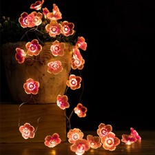 UIHRLM Cherry Blossom Lights, 2M Pink Flower Fairy Lights with 20 LED, USB Oper