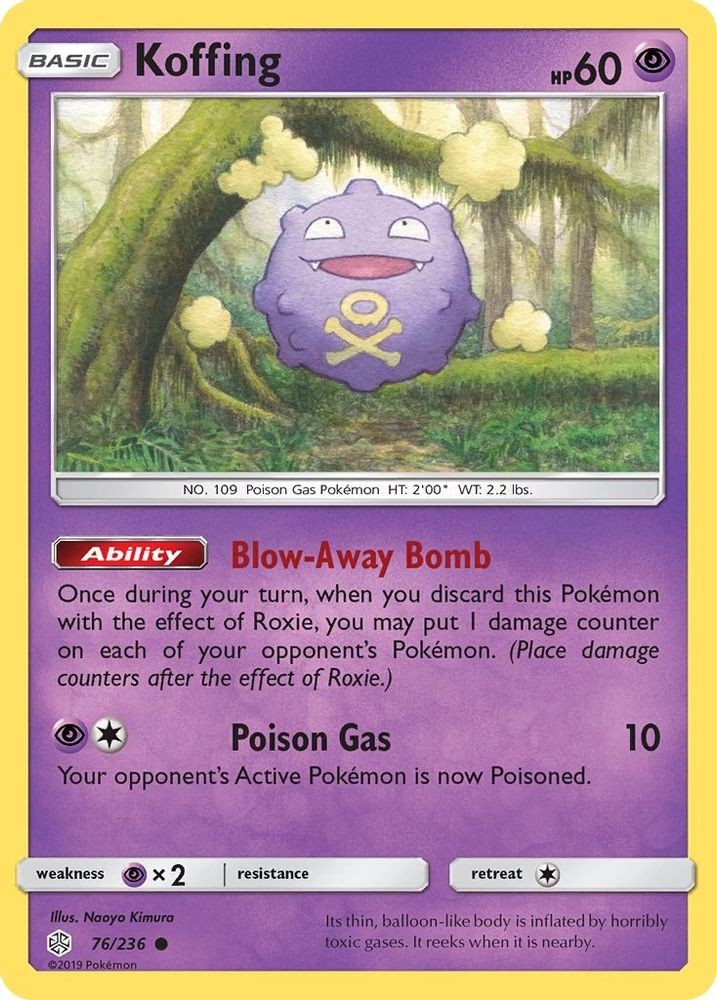2019 Pokemon: SM - Cosmic Eclipse - Koffing (#76/236, Common, Near Mint)