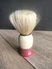 Vintage Shaving Brush Red Cream Handle USA - EUC