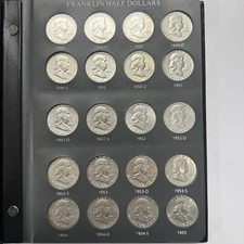 Complete Franklin Half Dollar Set 1948–1963 • 35 Coins • 90% Silver Album • Key