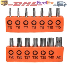 Torx Hex Bit Set Security Tamper Proof Torq Star Resistant S2 Steel T5 -T40 14PC