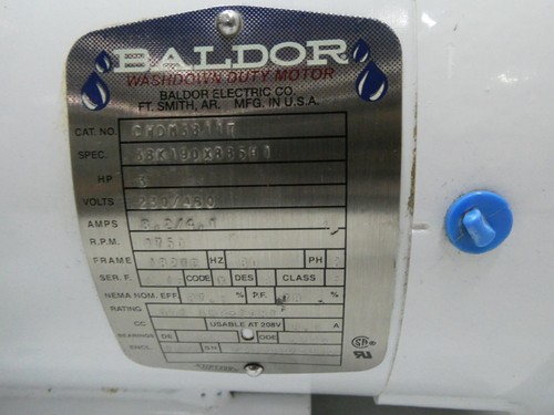 Baldor CWDM3611T Ac Motor 182tc 3ph 3hp 1750rpm 230/460v-ac - Picture 4 of 5