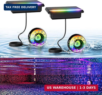Solar Pool Lights, Submersible LED Pool Light with Remote, Underwater IP68 Wa...