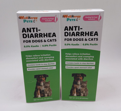 Dog & Cat Diarrhea Relief Medication - 2 Pack (8oz Each) w/Syringe - Pectin