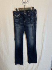 Big Star Jeans Womens Size 28 Maddie Boot Cut Dark Wash Y2K Thick Stitch 30x35