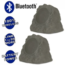 Theater Solutions Wireless 120W Rechargeable Bluetooth Rock Speaker Pair Grey