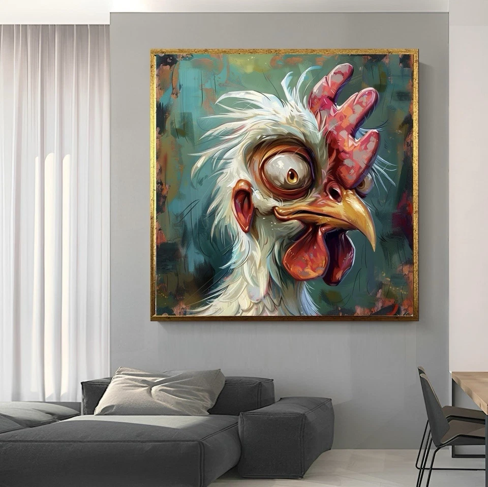Lienzo Arte de Pared Impresión Graffiti Gallo Feo Arte Pop Moderno Hogar Decoración de Pared Foto 4 de 4
