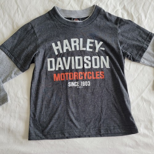 Harley Davidson Kinder Jungen Logo Langarm T-Shirt doppellagig Gr. 6/7 - Bild 3 von 7
