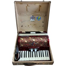 Barcarole Magister Accordion Red Vintage Musical Instrument with Case