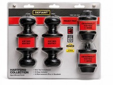 Defiant 2 Keyed Entry Door Knobs 2 Keyed 1 Side Deadbolts Set, 4 Keys