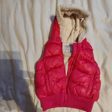 Old Navy Girls Pink Hooded Puffer Vest 3T Insulated Lined Full Zip Winter