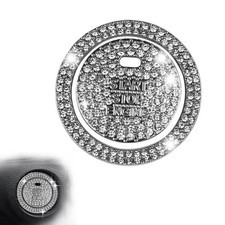 Bling Crystal Push Start Button Cover, Sparkling Rhinestone Key 1 PC White2