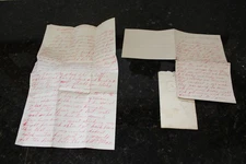 Antique 1884 Handwritten Letters Lot of 2 Notes + Postmarked Envelope Red Ink