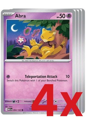 4x Abra 054/132 Pokemon TCG Playset ME01: Mega Evolution