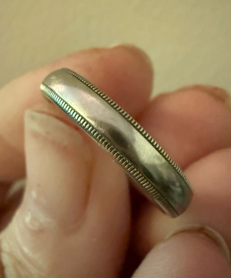 Benchmark Wedding Band 10K White Gold 4mm Double Milgrain Comfort Fit Sz10 4.3g - Image 4 of 4