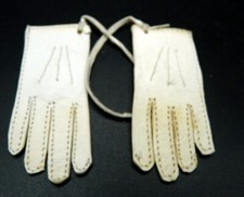 Vintage 2.6" Long Real Leather GLOVES For Vintage or Antique Doll