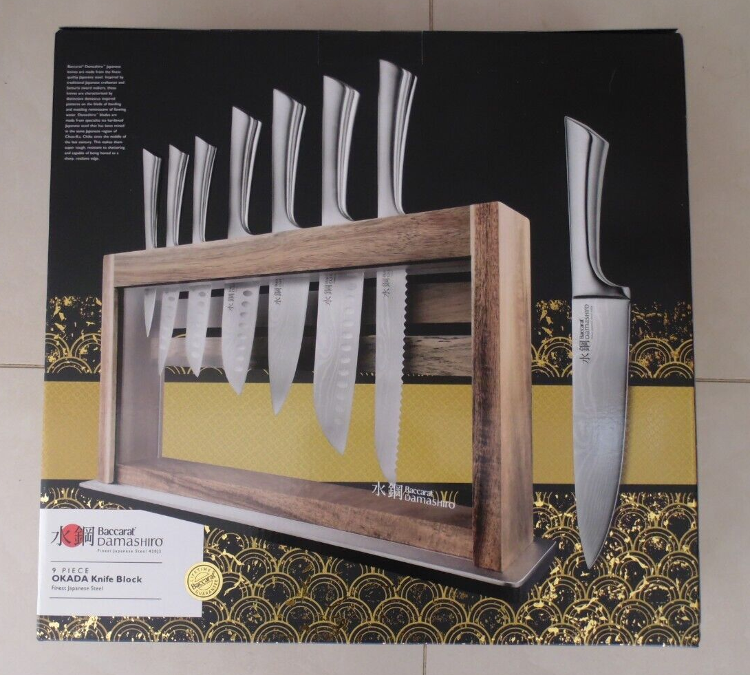 Baccarat Damashiro Okada 9 Piece Knife Block Set RRP 1119 Knives