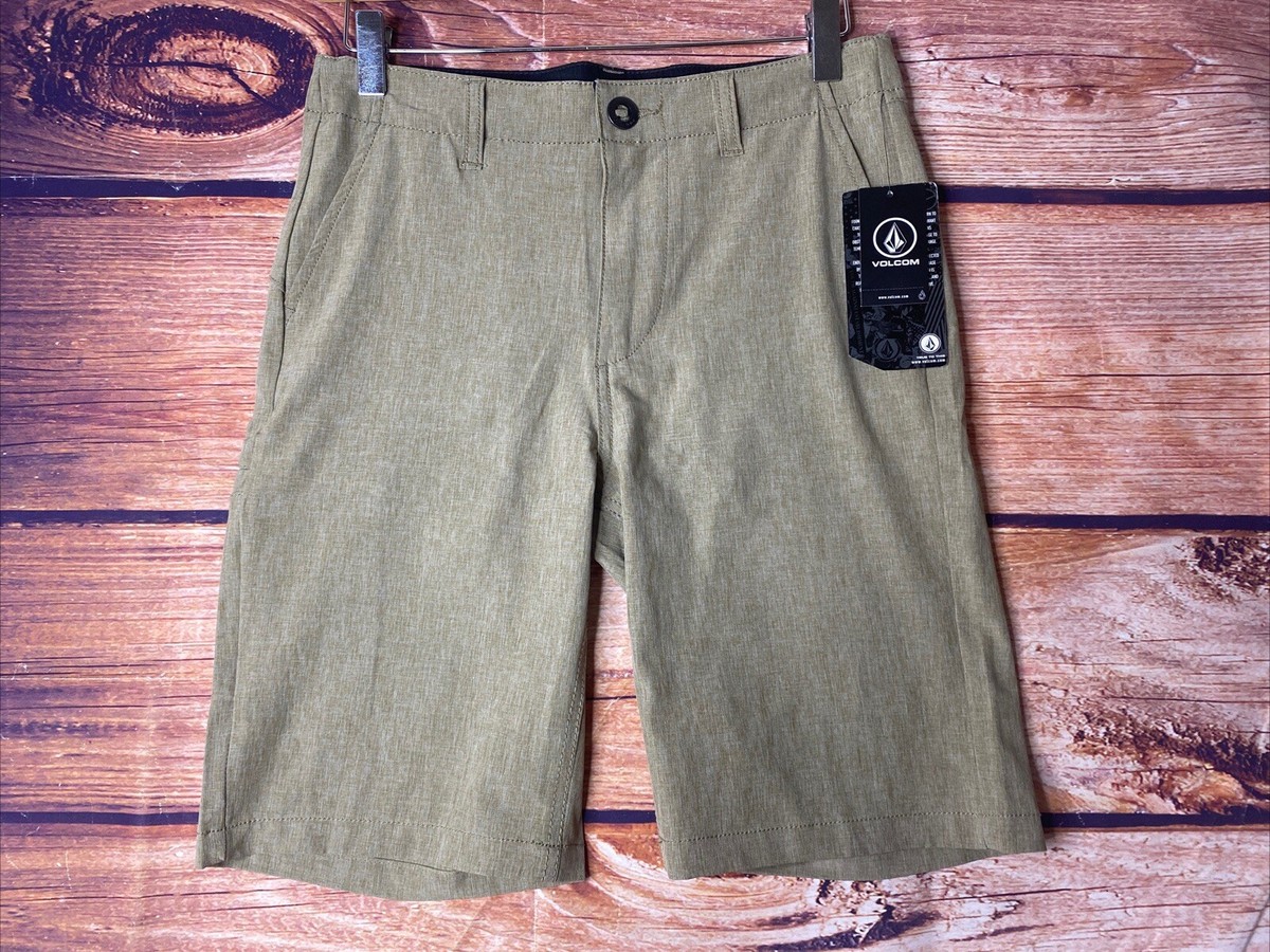 Volcom Surf & Turf 4-Way Stretch Men's Size 27 Khaki Hybrid Shorts