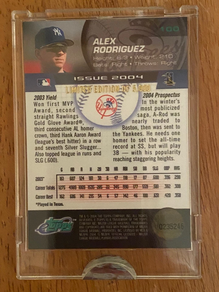 2004 eTopps Event #100 Alex Rodriguez Yankees Rare  - Image 2 of 4
