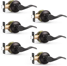 6 Pack Hallway Laundry Closet Oil Rubbed Bronze Passage Door Lock Levers Handles