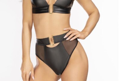 AXAMI KUNSTLEDER NETZ PANTY SCHWARZ high waist V-10576 gogo burlesque clubwear