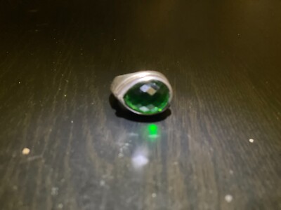 Sterling Silver Ring Pear-Cut green stone ''Barse 925'' 16Grams